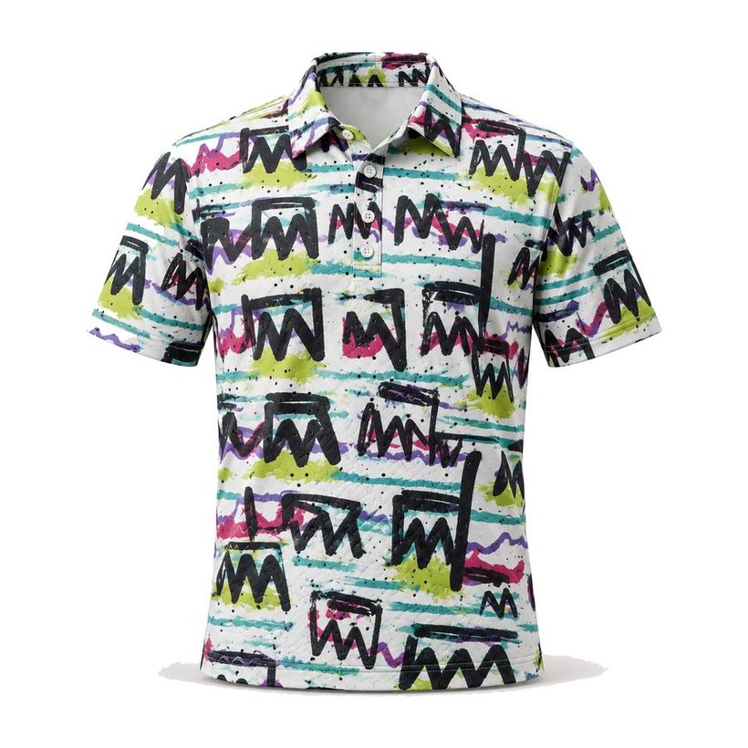 Abstract Graffiti Printed Polo by Maxido Golf