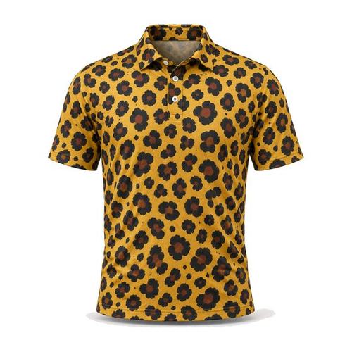 Mustard Leopard Printed Polo golf product by Maxido Golf