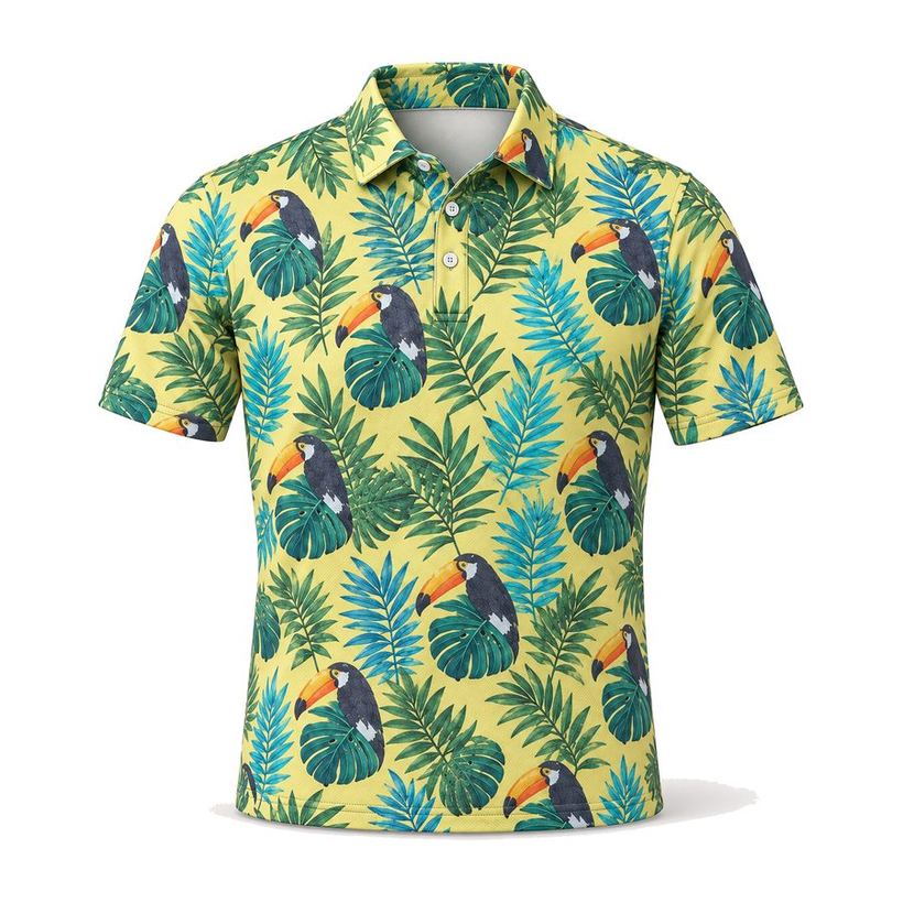 Tropical Toucan Printed Polo by Maxido Golf