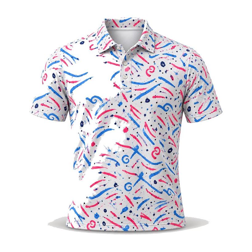 Confetti Streamers Printed Polo by Maxido Golf