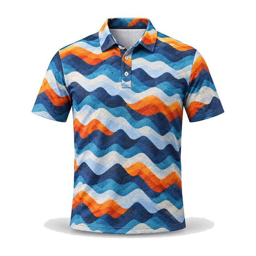 Wavy Stripes Printed Polo by Maxido Golf