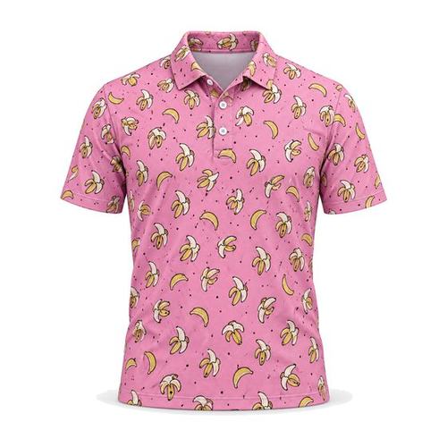 Pink Bananas Printed Polo golf product by Maxido Golf