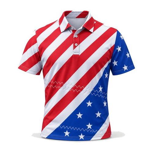 Stars and Stripes Printed Polo golf product by Maxido Golf