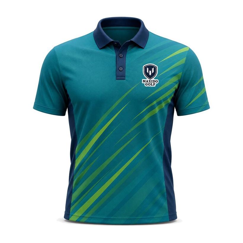 Diagonal Polo — Teal and Lime by Maxido Golf