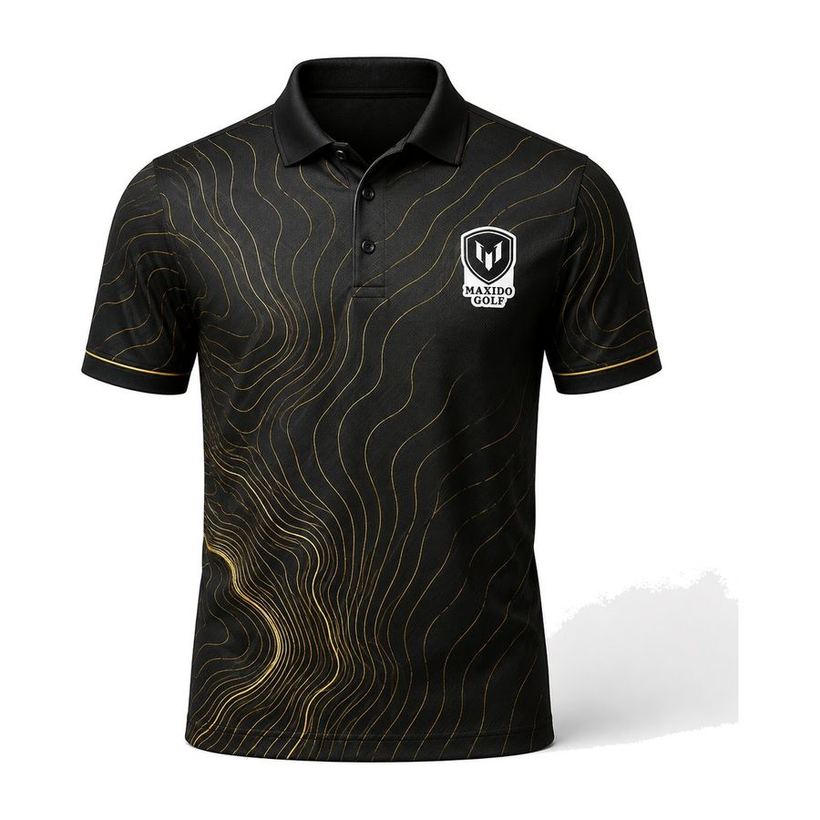 Contour Polo — Black and Gold by Maxido Golf